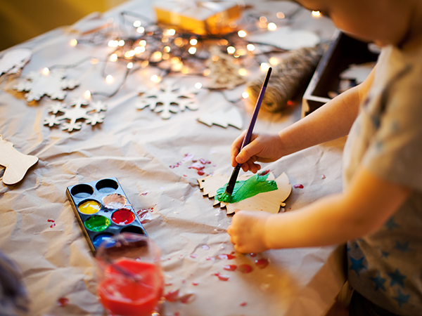 Child working on a craft project