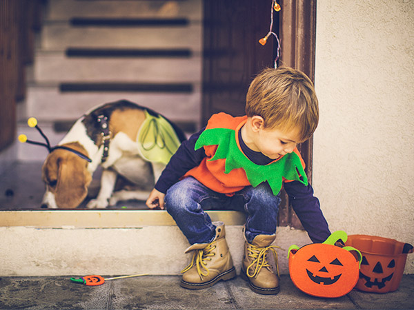 Boy and dog with cheap Halloween costume ideas